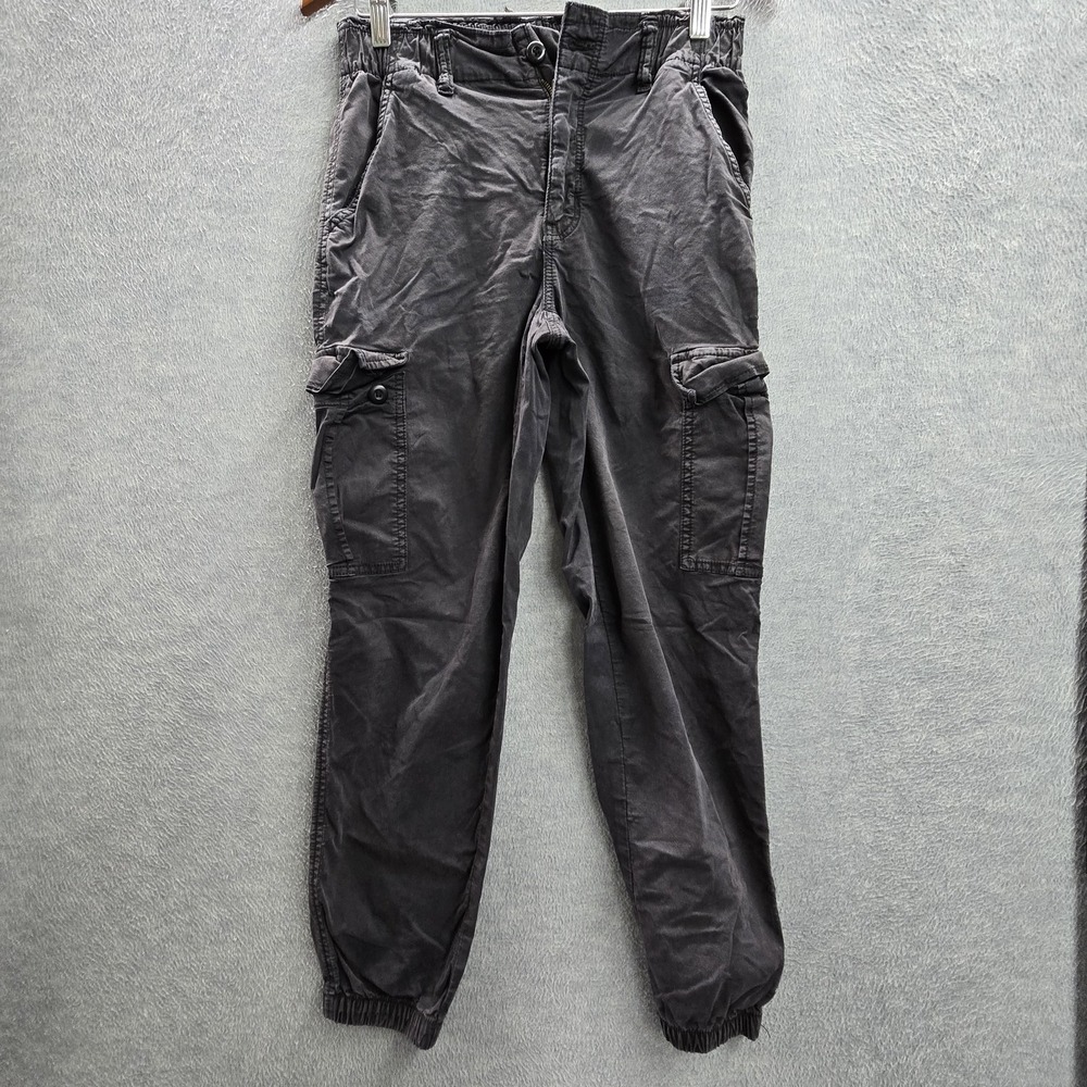 American Eagle Outfitters Women Pants 2 REGULAR Black Cargo Button 23" Inseam